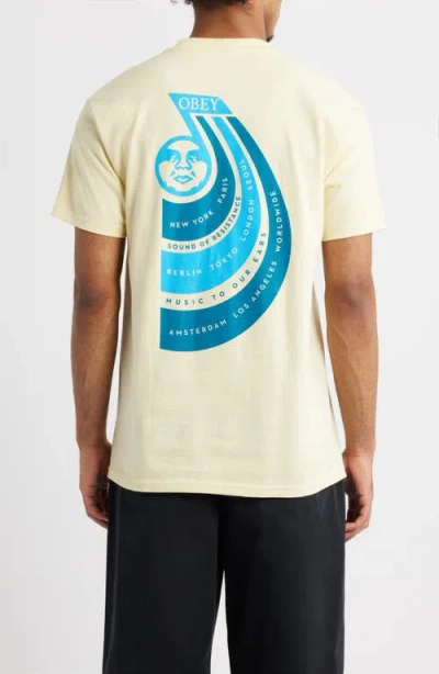 Obey Sounds Of Resistance Cotton Graphic T-shirt In Yellow