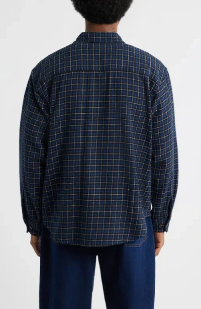Obey Adams Plaid Long Sleeve Flannel Long Sleeve Camp Shirt In Blue