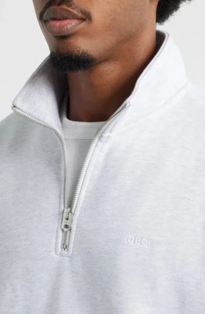Obey Established Works Quarter-zip Fleece Pullover In White