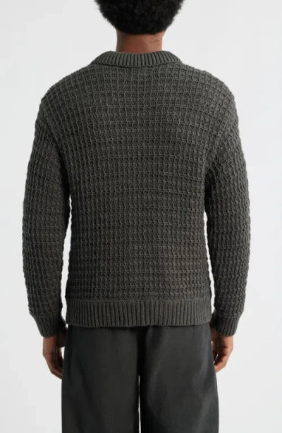 Obey Textured Rugby Polo Sweater In Gray