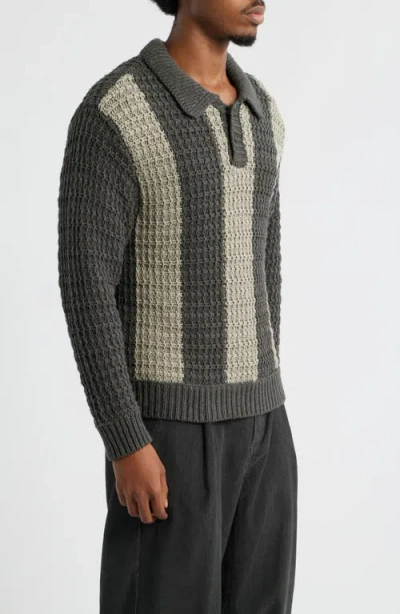 Obey Textured Rugby Polo Sweater In Gray