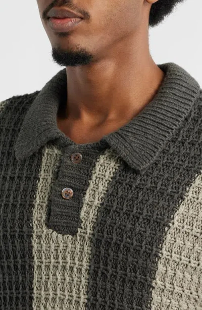 Obey Textured Rugby Polo Sweater In Gray
