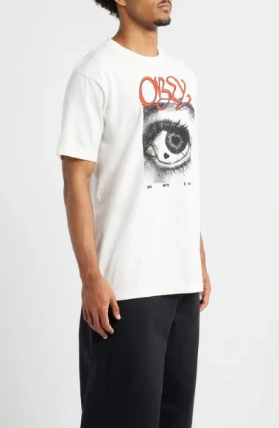 Obey Mid Nite Crisis Cotton Graphic T-shirt In White