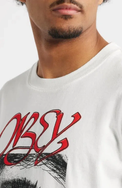 Obey Mid Nite Crisis Cotton Graphic T-shirt In White