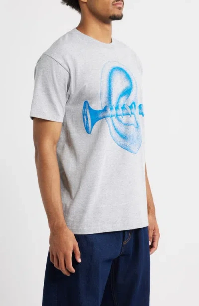 Obey Records Ear Cotton Graphic T-shirt In Gray
