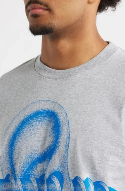 Obey Records Ear Cotton Graphic T-shirt In Gray