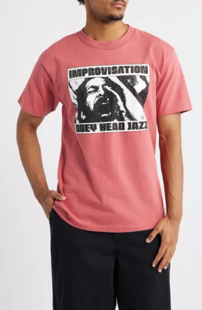 Obey Improvisation Cotton Graphic T-shirt In Red