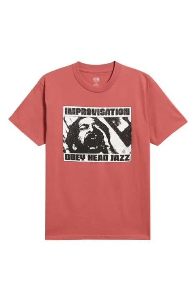 Obey Improvisation Cotton Graphic T-shirt In Red