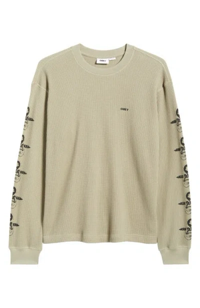 Obey Ears Graphic Thermal Long Sleeve T-shirt In Brown