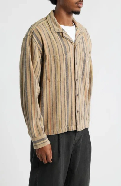 Obey Willard Long Sleeve Camp Shirt In Brown