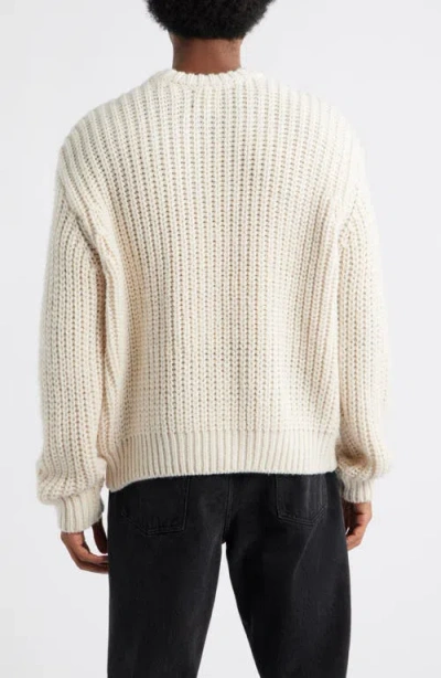 Obey Embroidered Collegiate Logo Ribbed Crewneck Sweater In Neutral