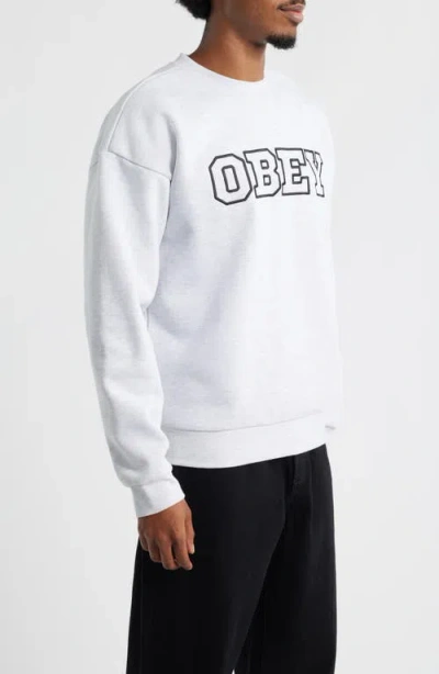 Obey Tenor Heayweight Fleece Crewneck Sweatshirt In White