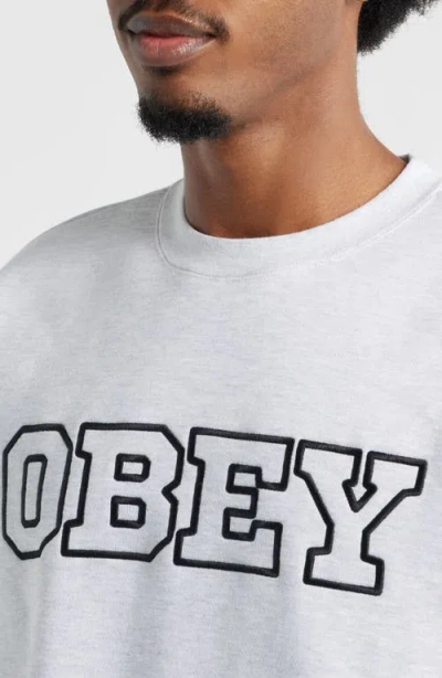 Obey Tenor Heayweight Fleece Crewneck Sweatshirt In White