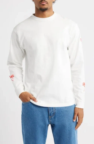 Obey Rose Long Sleeve Cotton Graphic T-shirt In White