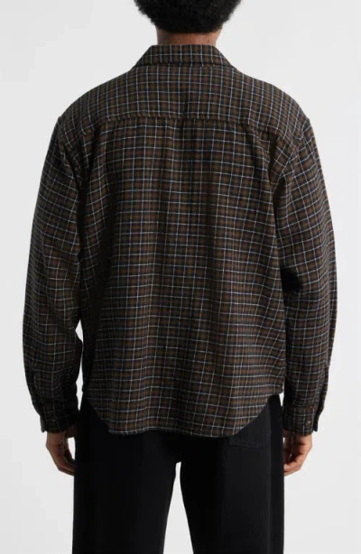 Obey Adams Plaid Long Sleeve Flannel Long Sleeve Camp Shirt In Gray