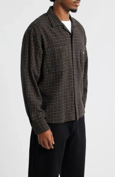 Obey Adams Plaid Long Sleeve Flannel Long Sleeve Camp Shirt In Gray