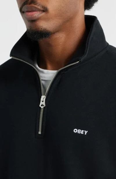 Obey Established Works Quarter-zip Fleece Pullover In Black