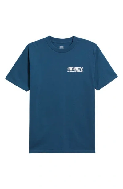 Obey All Seeing Cotton Graphic T-shirt In Blue