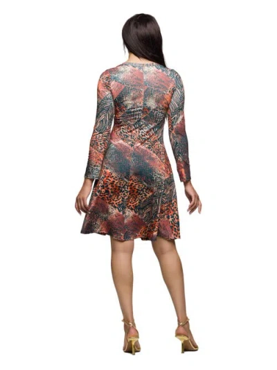 24seven Comfort Apparel Women's Long Sleeve Fit And Flare Dress In Gray