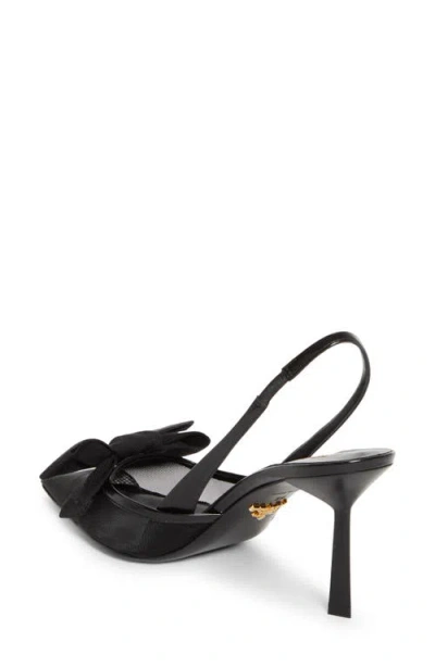 Prada Mesh Slingback Pumps Featuring Bow Detail In Black