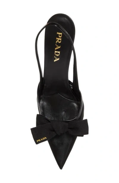 Prada Mesh Slingback Pumps Featuring Bow Detail In Black