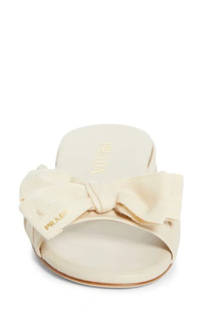 Prada Bow Slide Sandal In Neutral