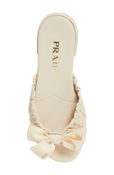Prada Bow Slide Sandal In Neutral