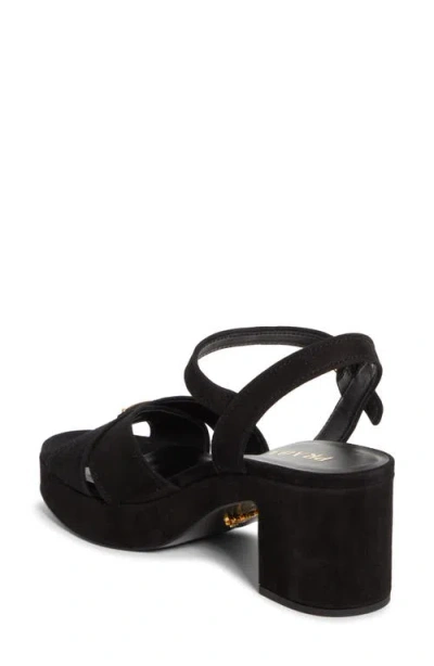 Prada Suede Triangle Logo Platform Sandals In Black