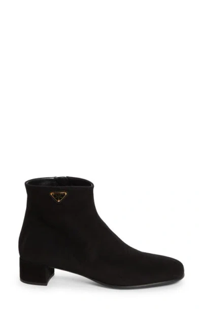 Prada Triangle-logo Zip Ankle Boots In Black