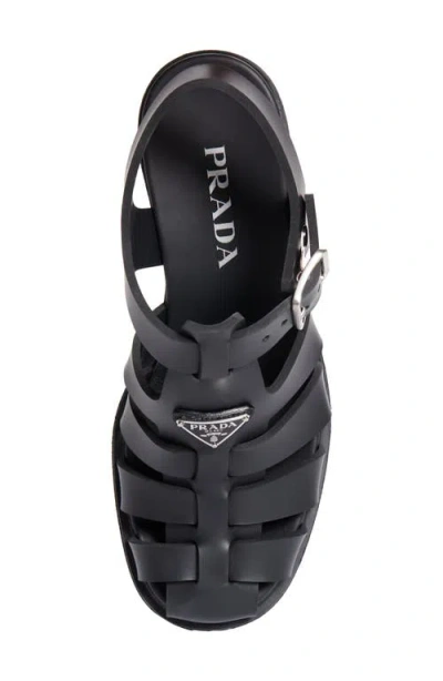 Prada 90mm Metal Buckle Platform Sandals In Black