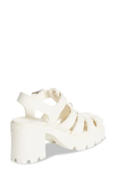 Prada Stride Flow Cage Platform Sandal In White