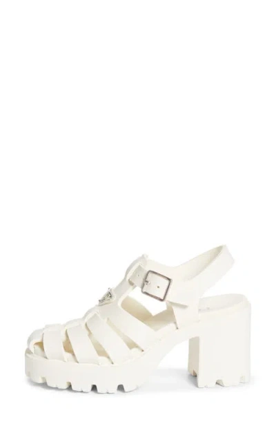 Prada Stride Flow Cage Platform Sandal In White