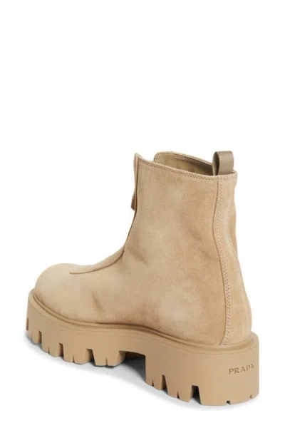 Prada Chunky Sole Ankle Boots With Pull Tab In Brown