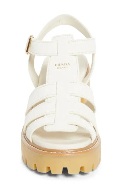 Prada Stride Platform Sandal In White