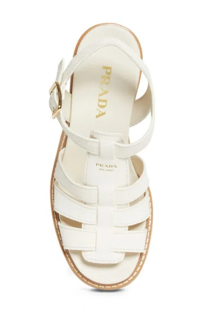 Prada Stride Platform Sandal In White