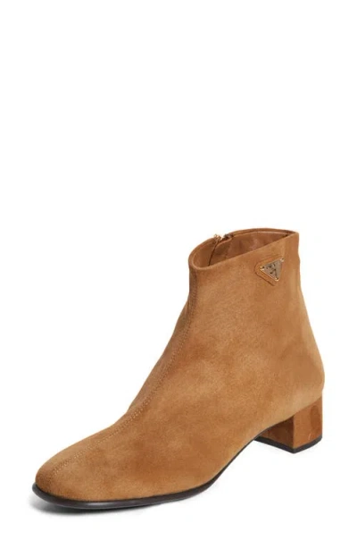 Prada Block Heel Bootie In Brown