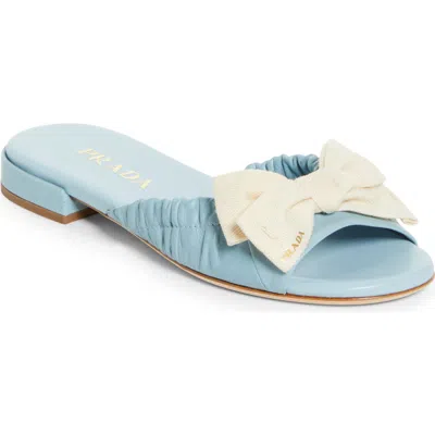 Prada Bow-knot Slippers In Blue