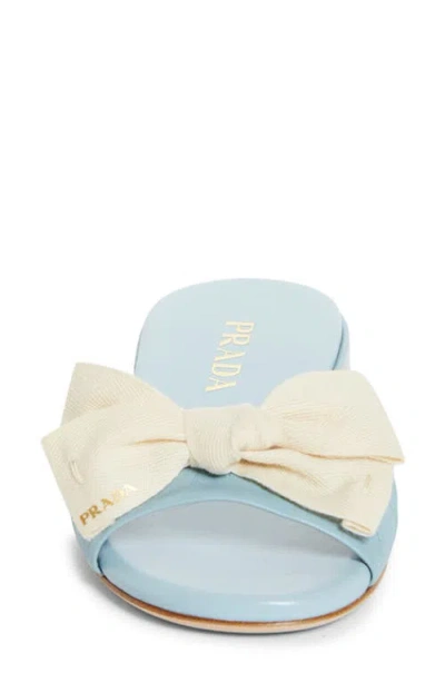 Prada Bow-knot Slippers In Blue