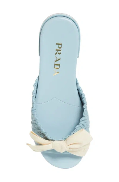 Prada Bow-knot Slippers In Blue