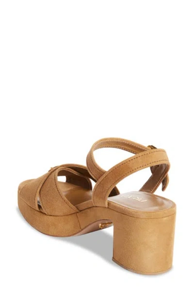 Prada Triangle Suede Platform Sandals In Brown
