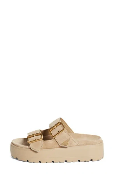 Prada Fussbett Flatform Slide Sandal In Neutral