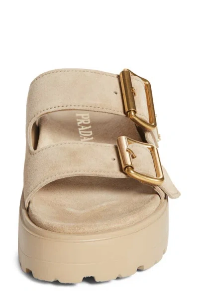 Prada Fussbett Flatform Slide Sandal In Neutral