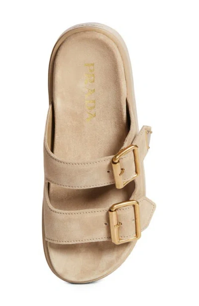 Prada Fussbett Flatform Slide Sandal In Neutral