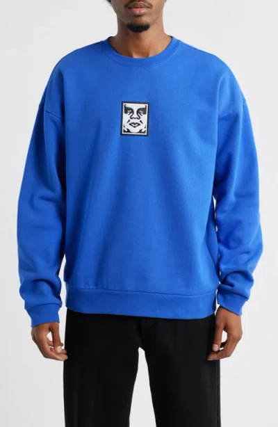 Obey Icon Extra Heavy Crewneck Sweatshirt In Blue
