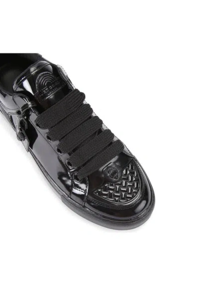 Kurt Geiger Patent Leather Southbank Tag Sneakers In Black