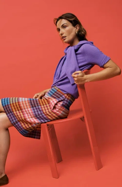 Boden Gia Wool Short Skirt Rainbow Blanket Multigingham