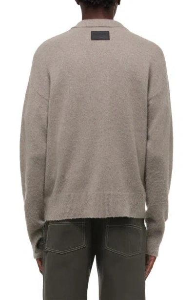 Helmut Lang Brushed Open Collar Polo Sweater In Gray