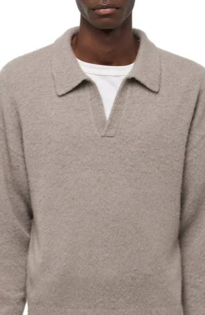 Helmut Lang Brushed Open Collar Polo Sweater In Gray