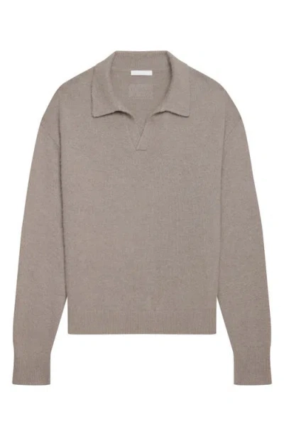 Helmut Lang Brushed Open Collar Polo Sweater In Gray