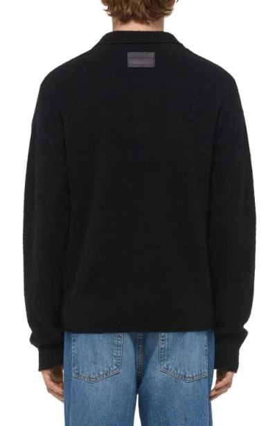 Helmut Lang Brushed Open Collar Polo Sweater In Black